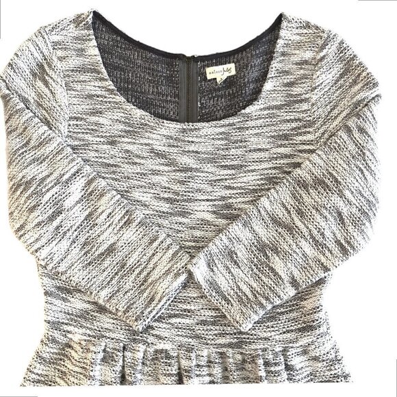 Maison Jules Long Sleeve Scoop Neck Gray/White Metallic Thread Knit Dress Size L - Picture 5 of 13